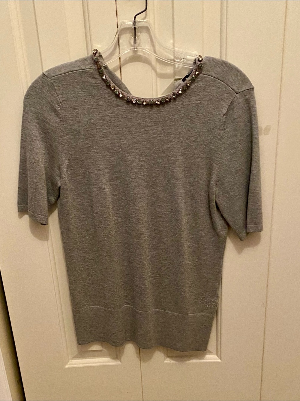 White House Black Market Gray Embellished Crewneck Sweater size XS worn twice!!